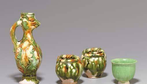 中国美術 唐物 唐三彩 貼花紋壷 古玩