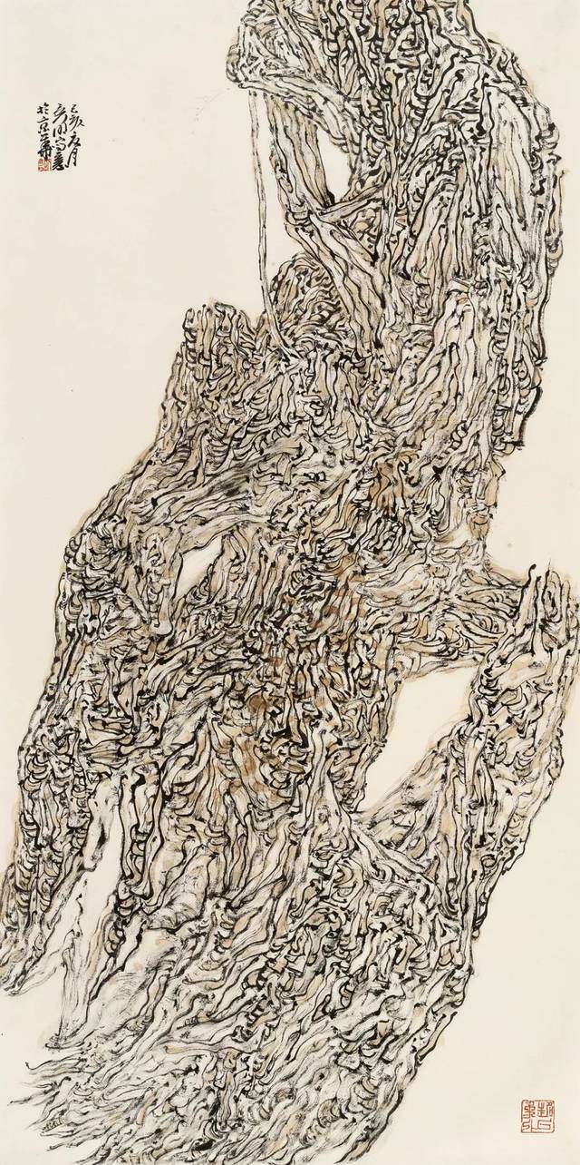 刘彦明《榴园风骨》纸本水墨 136×68cm 2019年