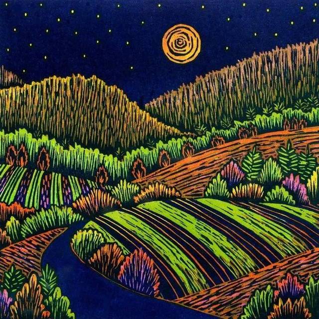 是达里尔·斯托尔斯手工制作的线迹版画,在阳光明媚的天空下,它展现了