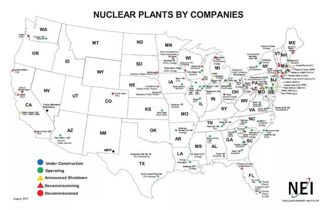 美国核电站分布图2018图片