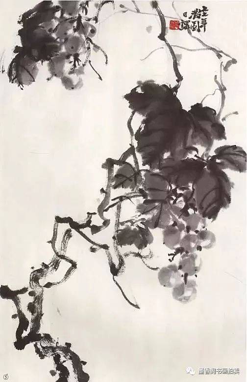 国画技法:墨葡萄画法步骤示范