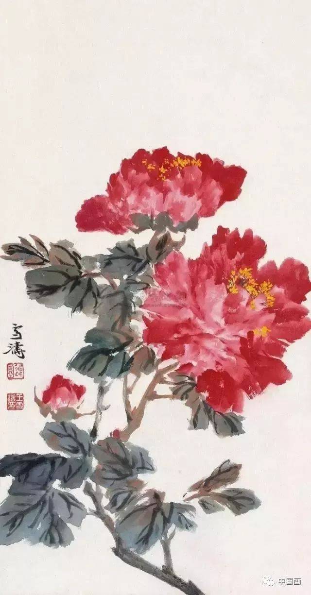 中国古美術☆純手描き花鳥四条屏・牡丹画芯☆国画・王雪涛印款 中国古美術☆純手描き花鳥四条屏・牡丹画芯☆国画・王雪涛印款