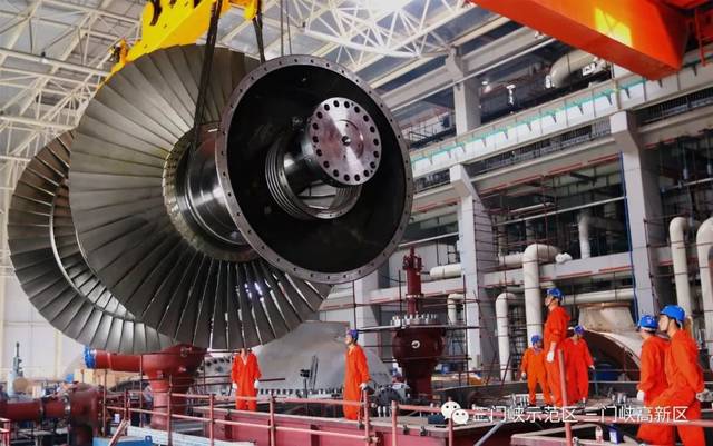 大唐三门峡公司1050mw火力发电机组汽轮机低压转子吊装现场