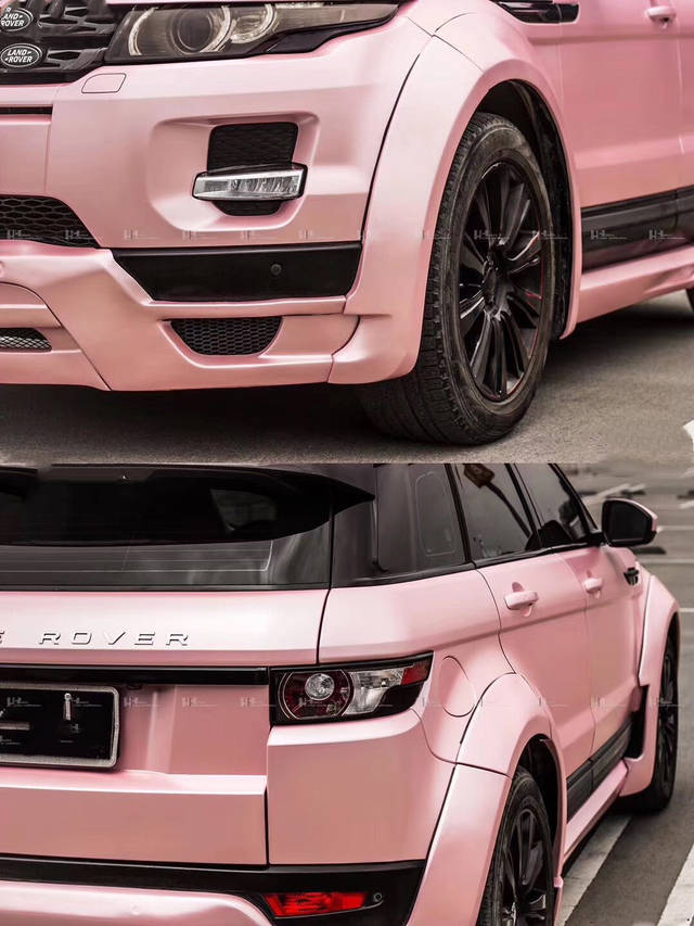 大块头的少女心 路虎极光改色电光樱花粉