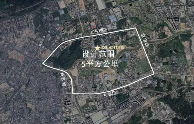 由龙坪路,东纵路,绿荫路,金牛西路围合而成,城市设计范围约5平方公里