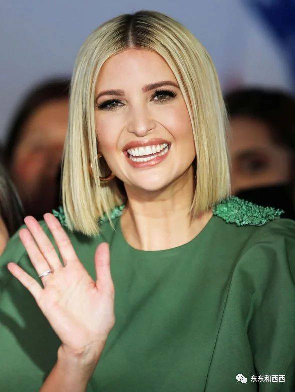 除了花花裙子,伊万卡这次出访更引人关注的是她的新造型:波波头