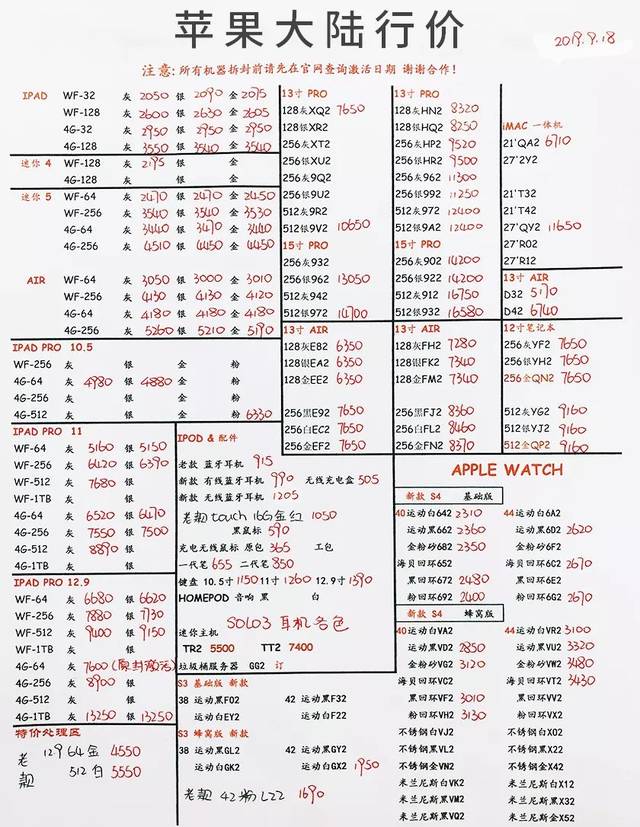9月18日深圳華強北蘋果手機批發報價表
