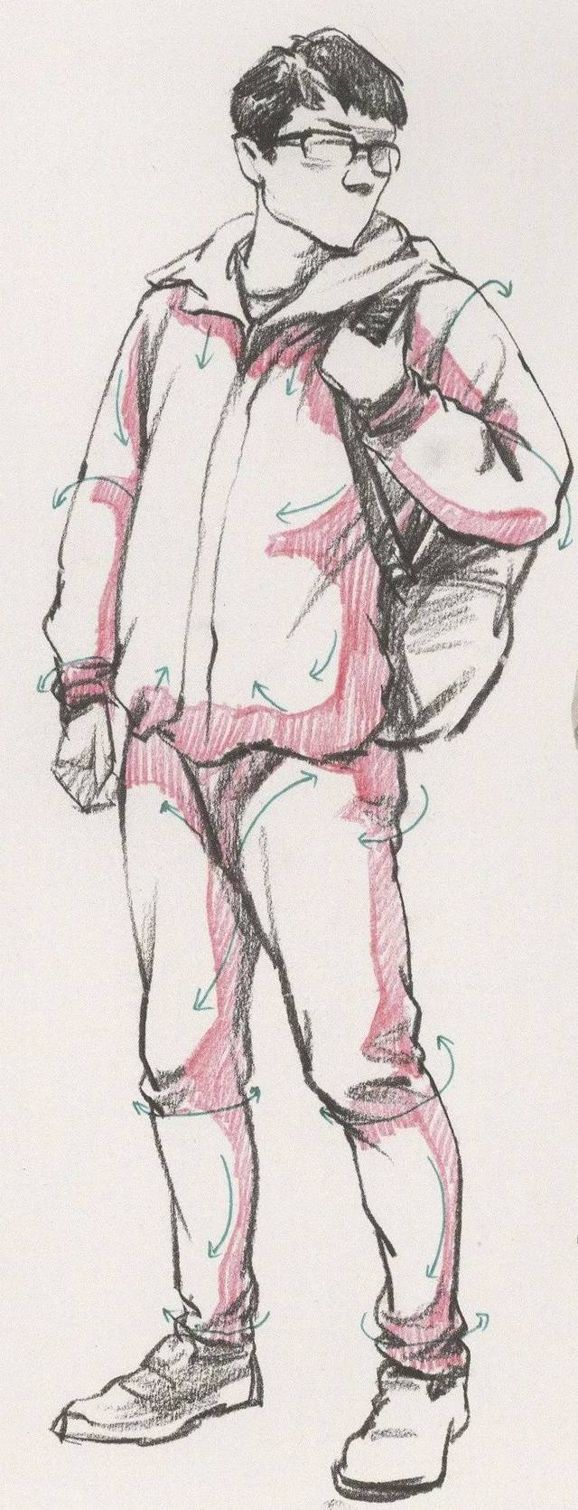 速写教学丨速写基础之衣纹