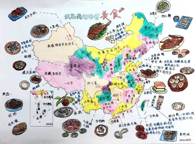 中国美食地图手绘高清图片