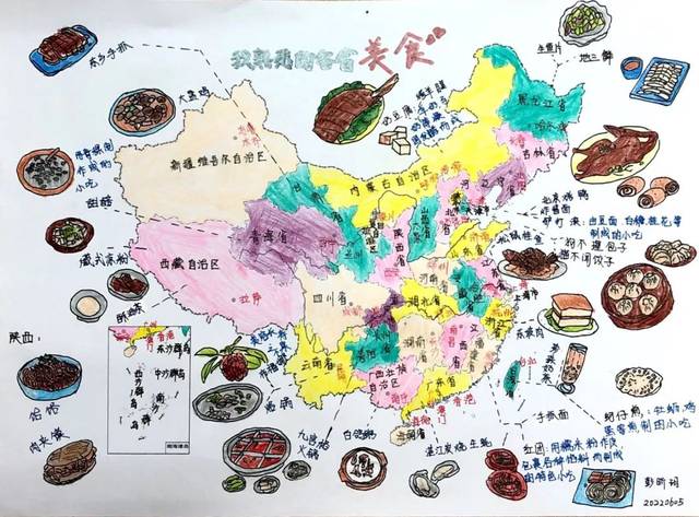 全国美食地图手绘图片