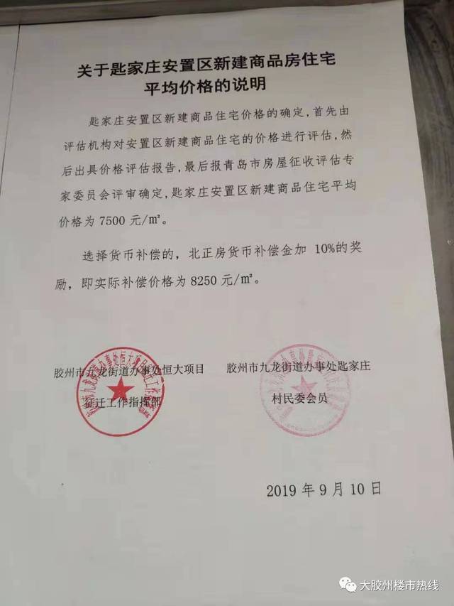 重磅胶州这个村终于拆了货币补偿8250元㎡附拆迁文件