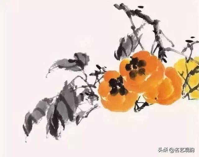 国画柿子树干的画法图片