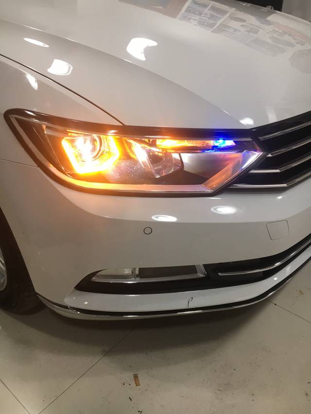 镇江改灯 迈腾b8大灯升级led双光透镜 豪华版双色日行灯