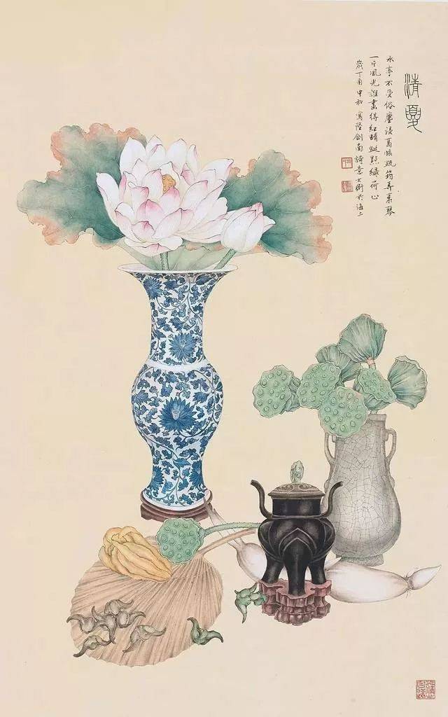 吕大卫清新优雅的清供博古画