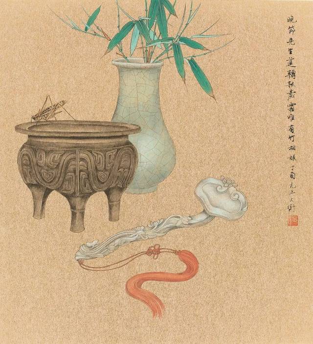 吕大卫清新优雅的清供博古画