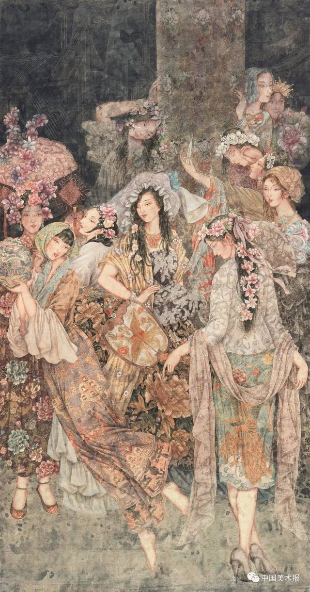 崔进锦绣图 中国画 226cm×117cm