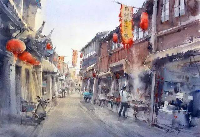 泰国画师笔下最有烟火气息的水彩城市,太爱这画风了!