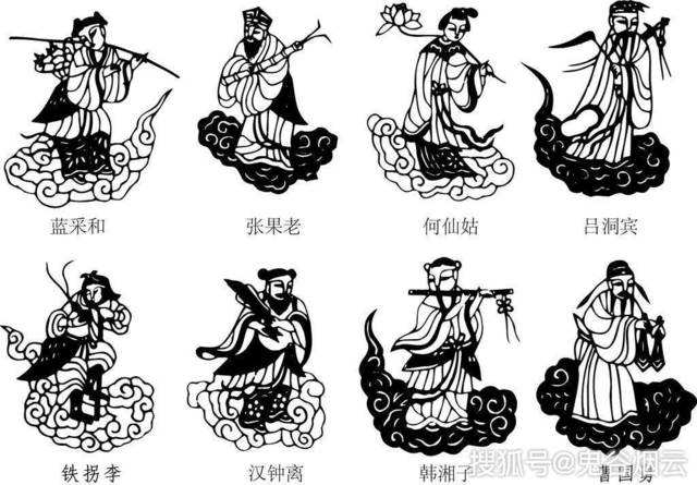 時代 中国八仙人置物 / 時代物 中国美術 八仙人 七福神 東洋彫刻
