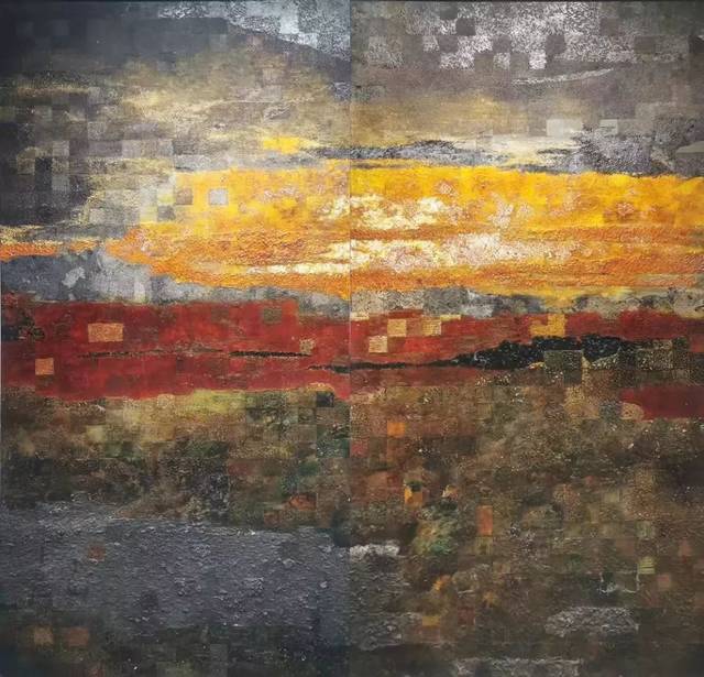 《昀迹》/ 刘明 / 200cmx200cm / 综合材料 / 2013年