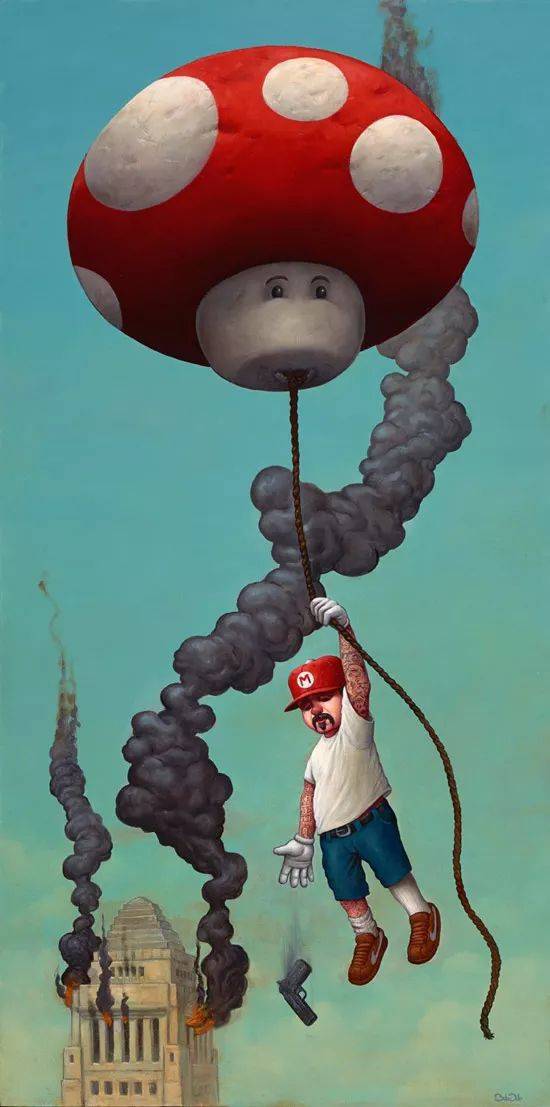 又一波毁童年系列,插画师笔下,吃蘑菇的马里奥也"黑化"了