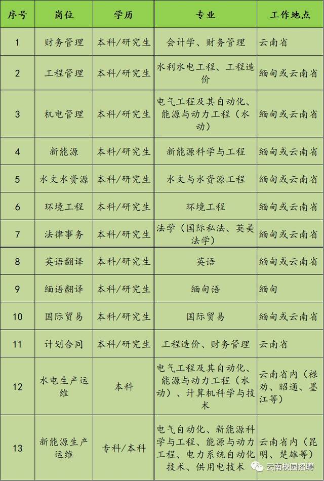 【國企】國家電投集團雲南國際電力投資有限公司2020年招聘公告