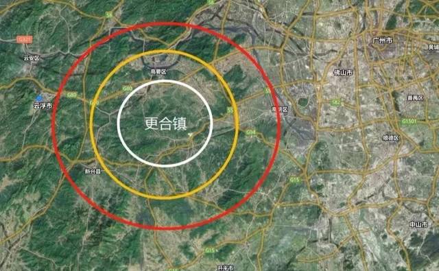 截图 新机场位于佛山市高明区更合镇 和肇庆市高要区蛟塘镇交界处