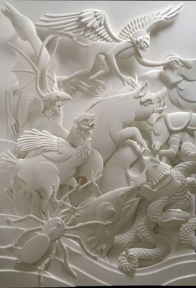 原创天才3d纸雕大师,创造惊人的单色浮雕,连成龙都是他的客户