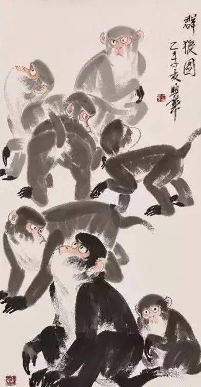 这位画猴，擅用方笔粗墨！_搜狐网