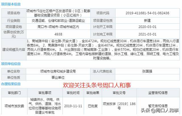 項城市棚戶區改造及周邊道路建設信息