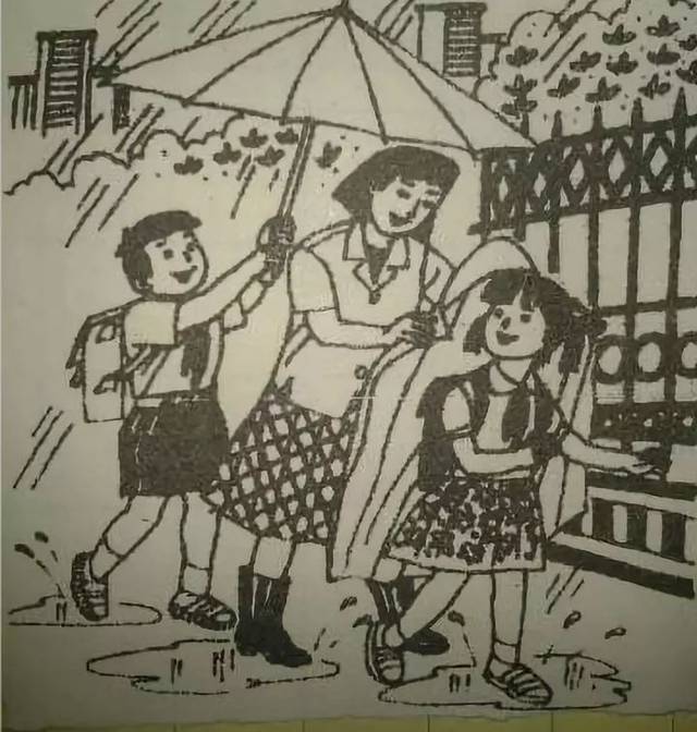 一年级雨中情看图写话图片