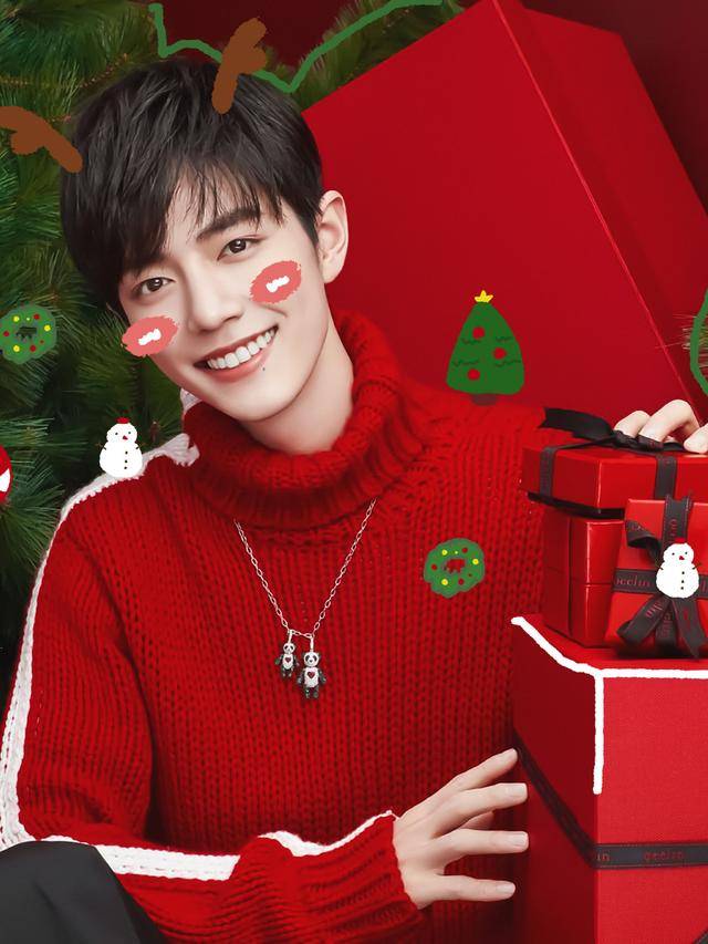 肖战陪你过圣诞穿红毛衣好温暖光脚意外抢镜