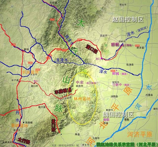 河内之地与漳河的沿河长城,邺城也邯郸的地缘定位