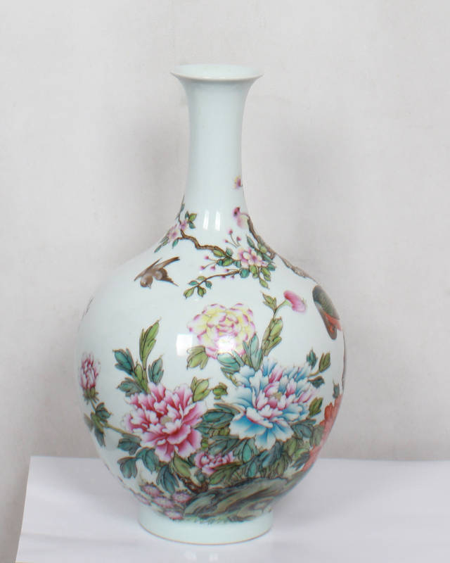 精品推荐-乾隆年制款画鸟赏瓶_珐琅