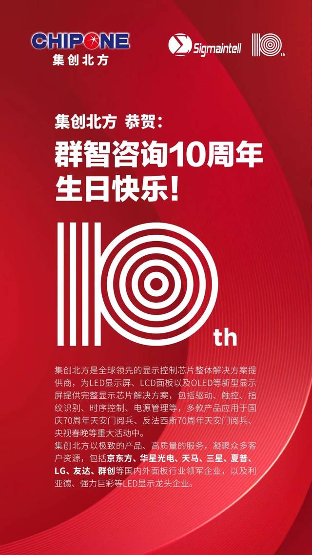 集创北方恭贺群智咨询10周年生日快乐