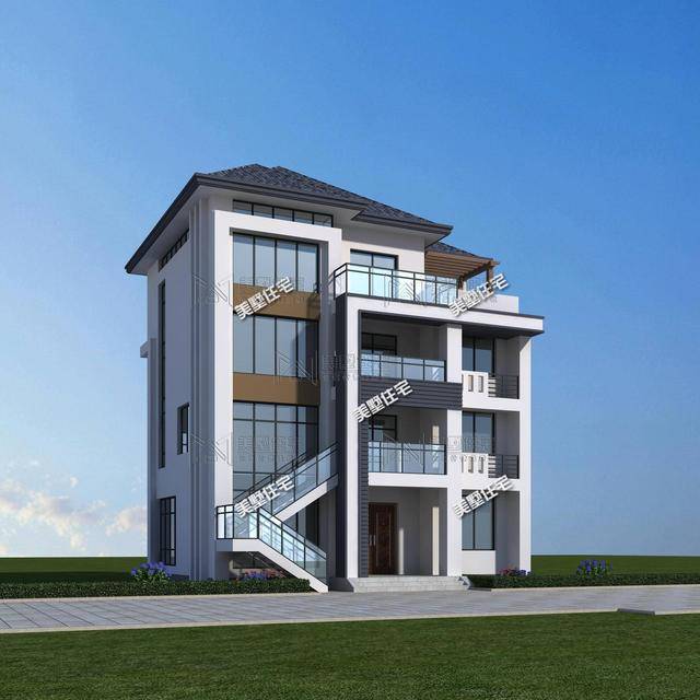 带户外楼梯的四层大别墅,布局大气实用,看了村里人都想建一栋