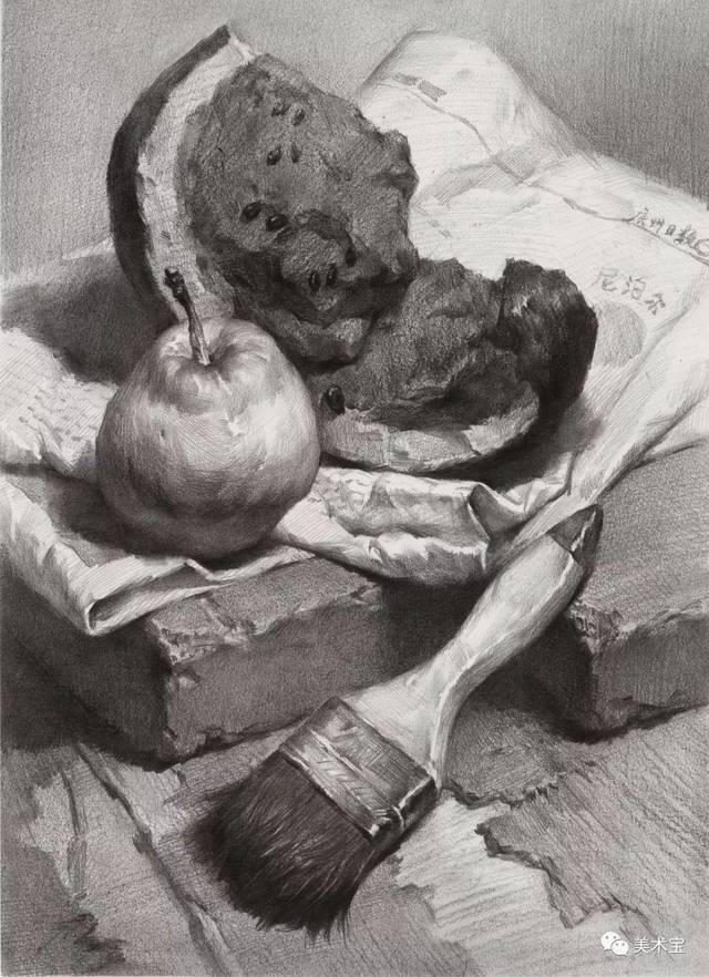 临摹精选丨素描静物组合范画