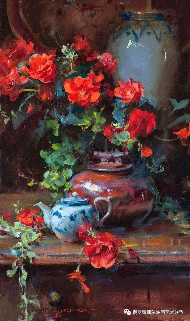 静物画 油彩画 Danny F6 美国画家丹尼尔·格哈茨静物花卉油画作品赏析_题材