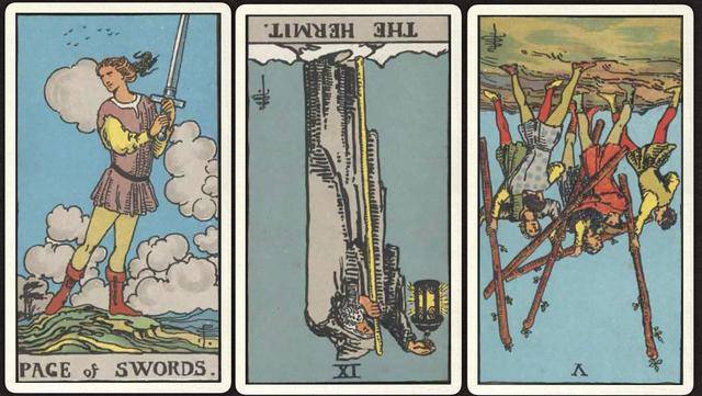 下半年:宝剑侍者  隐士- 权杖五