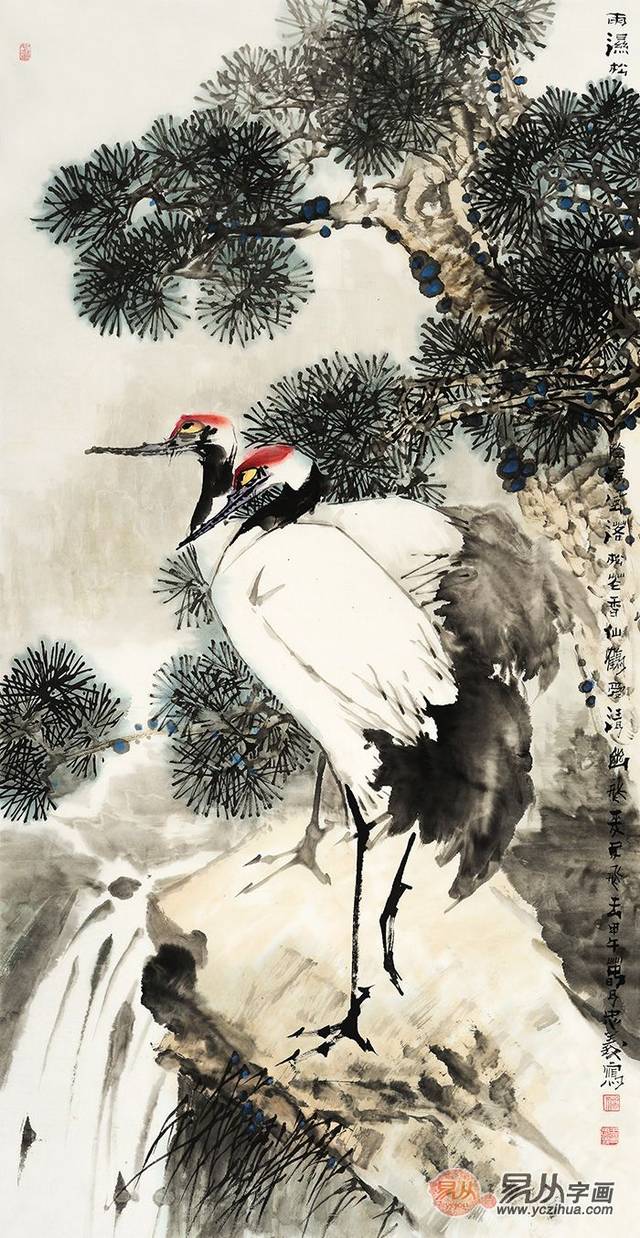 经典仙鹤图国画作品，这三种构图很受欢迎_搜狐网