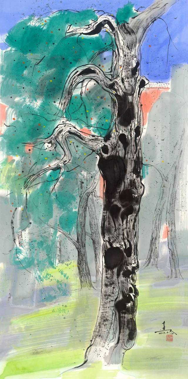 宋连民 作品《问天柏no.1》 宋连民 作品《鹭鸶》