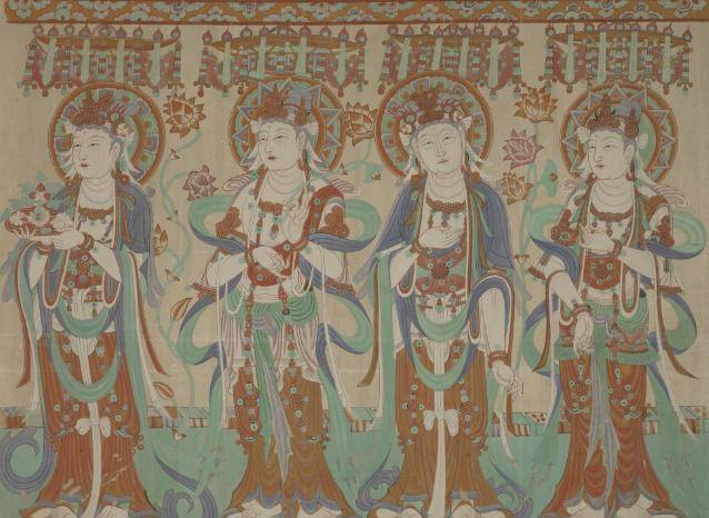 中国の壁画 戦時のもの 人物図 貴重 美术品 AK1940A7-2 中国の壁画