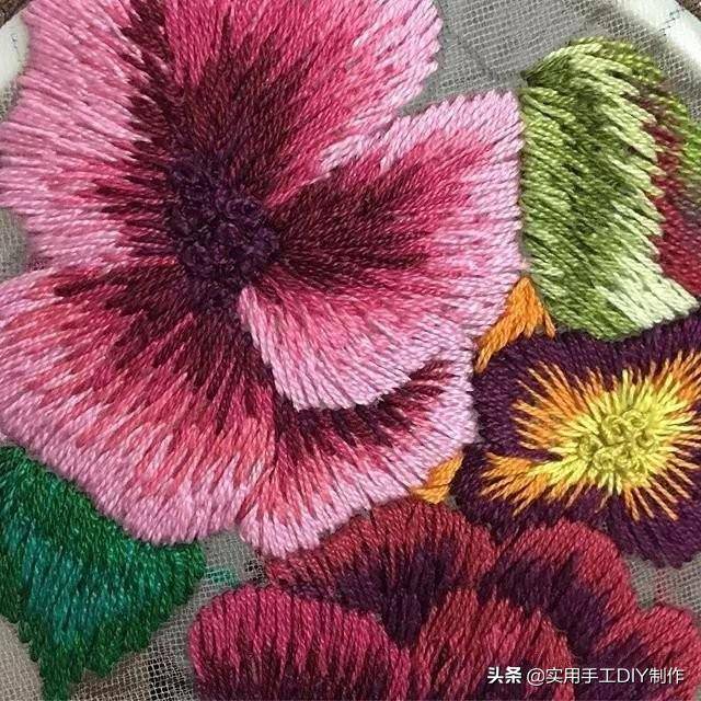 「刺绣教程」美丽的渐变色绣花针法,你一定会喜欢!