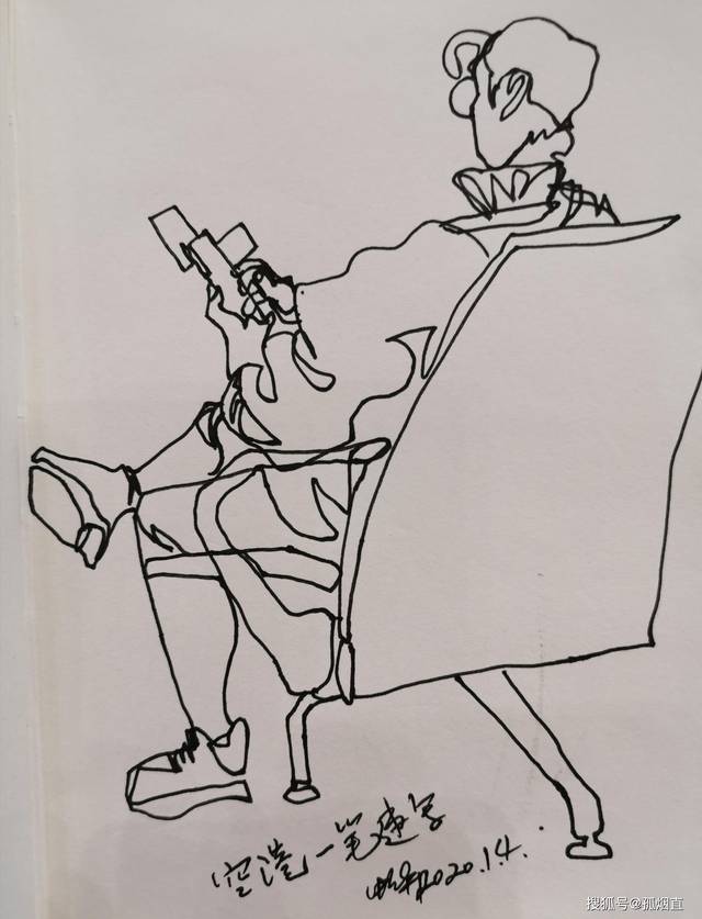 昆明长水机场惊现专画一笔速写的画家引起轰动_手机搜狐网