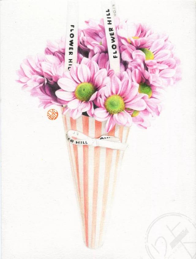 彩铅教程 | 送你一束粉色雏菊,给你