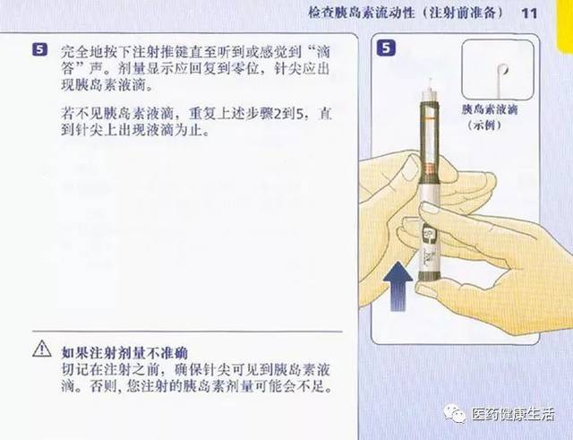 2,取下小的白色的針頭帽,將胰島素筆的旋鈕向外側拉出,可聽到咔嗒一聲