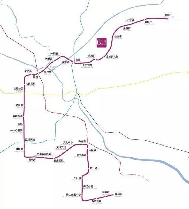 天津地铁6号线规划图图片