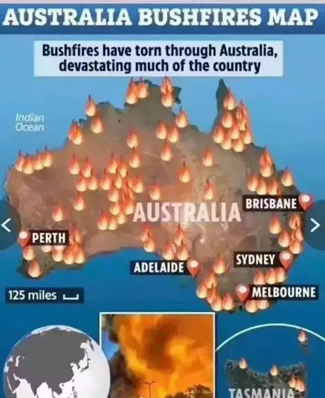 烧死五亿只动物的澳大利亚山火有多大?相当于烧掉一个爱尔兰