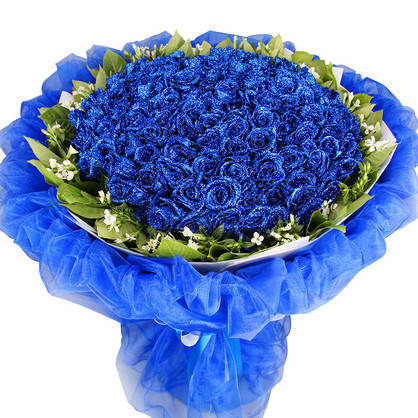 情人节送什么礼物:紫霞仙子 鲜花描述:99朵精品紫玫瑰,外围满天星点缀