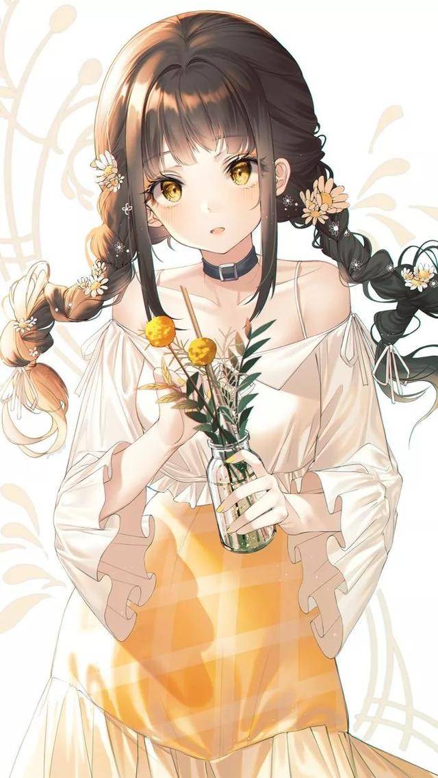 二次元美女花季马尾少女