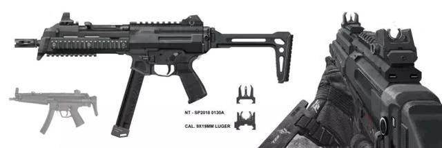 新型smg-5的枪口与枪管护木,参考了现代战争3中近未来mp5的护木与枪口